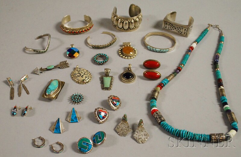 Appraisal: Group of Mostly Southwestern-style Sterling and Hardstone Jewelry a Tommy