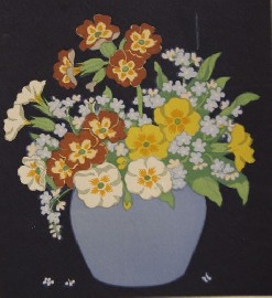 Appraisal: John Hall Thorpe - Forget-Me-Nots woodblock print together with Primroses