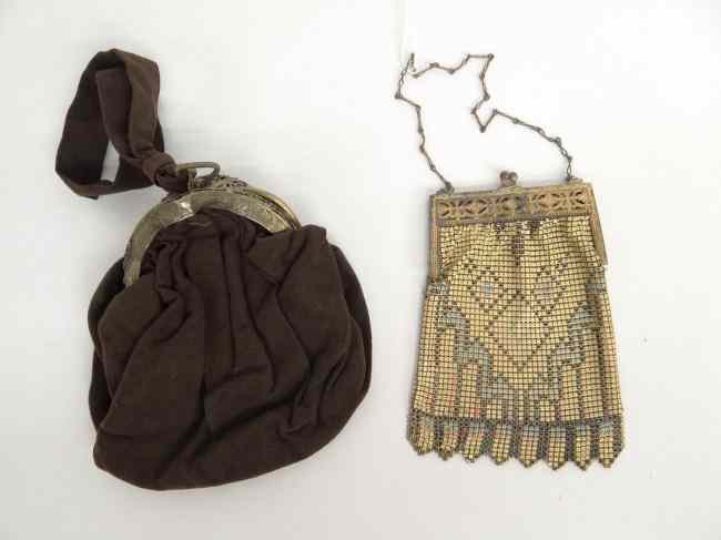 Appraisal: Lot two early purses including fabric and mesh