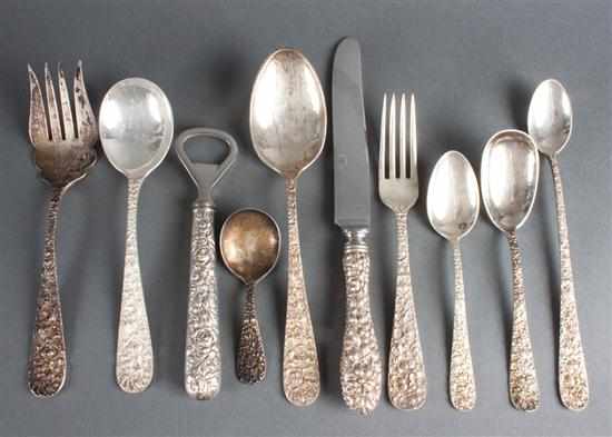 Appraisal: American sterling silver -piece flatware set and serving pieces in