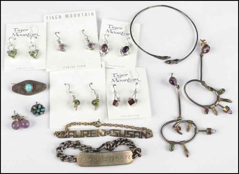 Appraisal: COLLECTION OF SILVER AND SEMI-PRECIOUS STONE EARRINGS Together with a