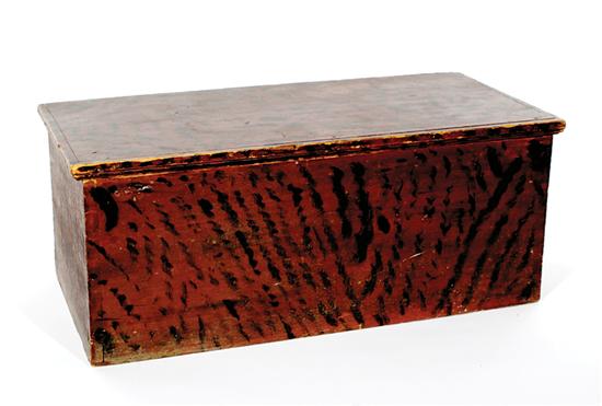 Appraisal: Diminutive six-board painted box New England early th century rectangular