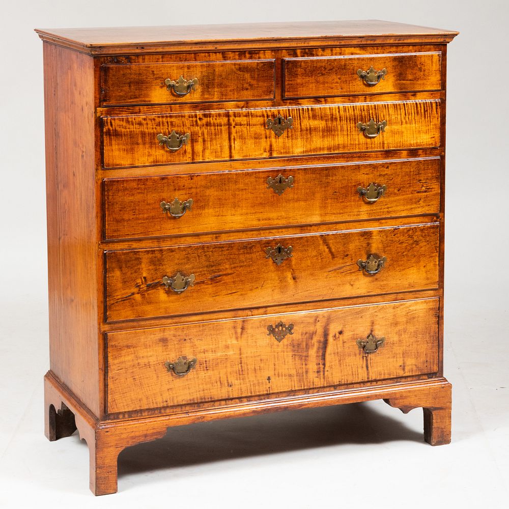 Appraisal: Chippendale Tiger Maple Chest of Drawers x x in Condition