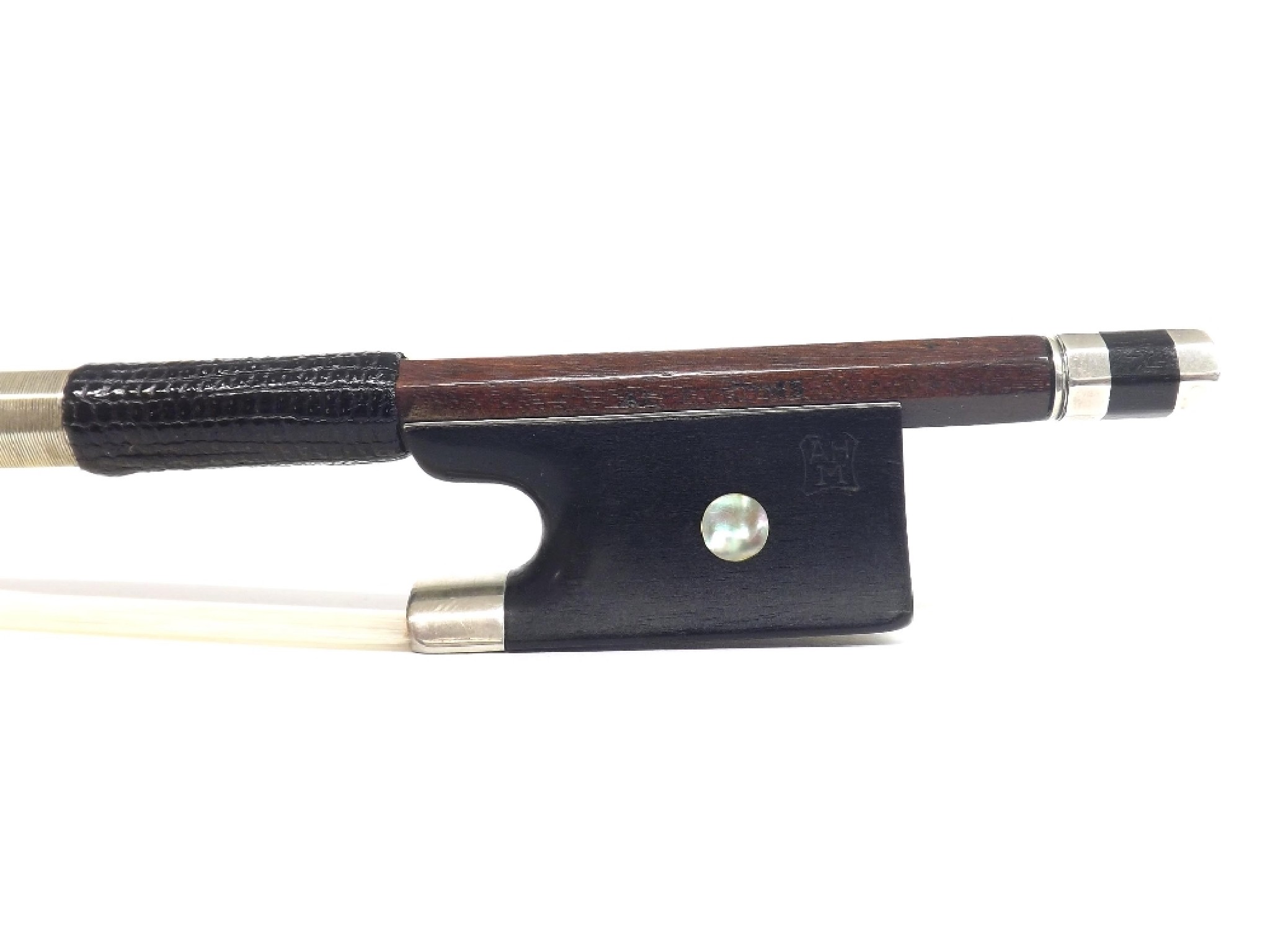 Appraisal: German silver mounted violin bow by and stamped Albin Hums