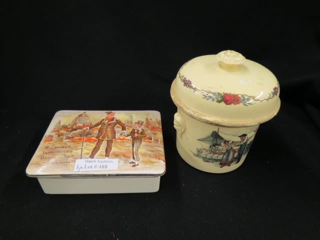 Appraisal: pc Lot Sandlandware English box with Micawber and a French