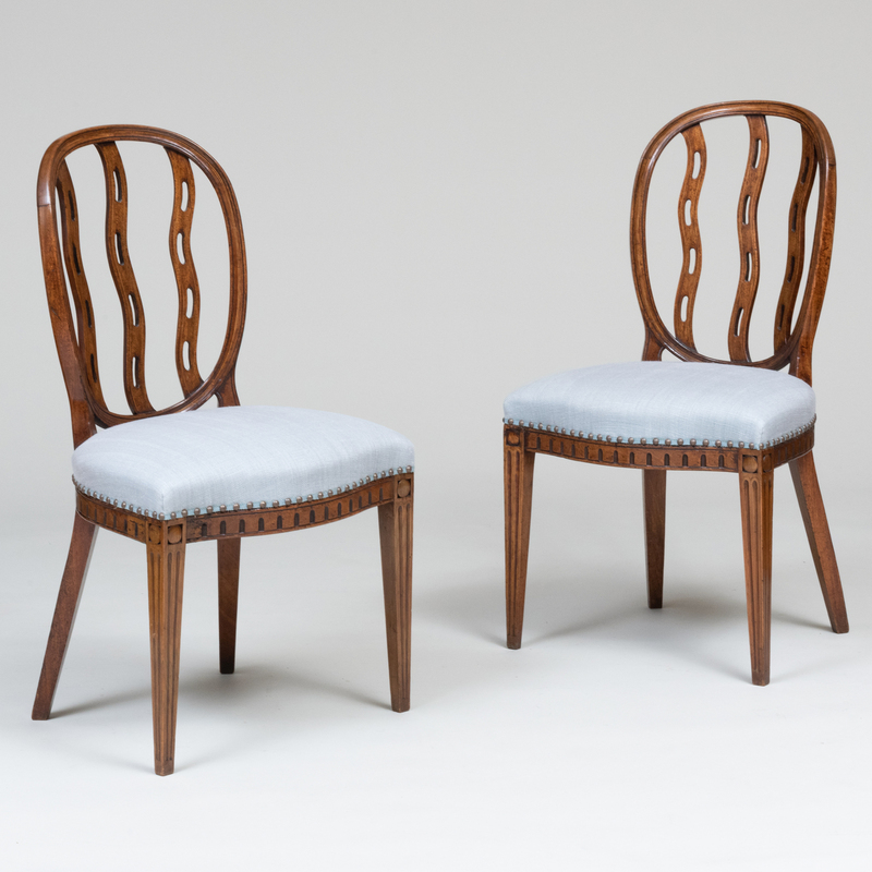 Appraisal: Pair of Dutch Neoclassical Inlaid Mahogany Side Chairs x x