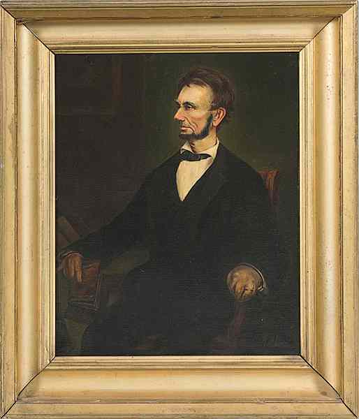 Appraisal: Folk Art Painting of Abraham Lincoln Oil on canvas signed