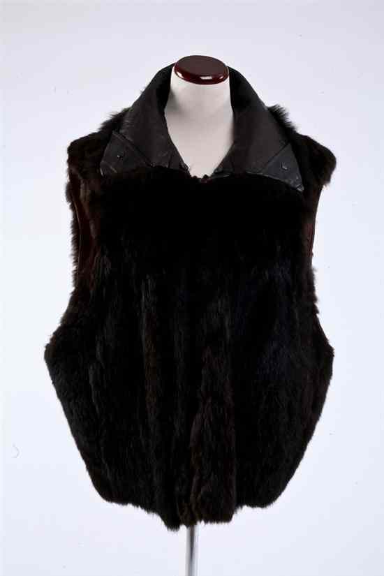 Appraisal: ANDREW MARC POSSUM FUR VEST Size large Leather lined collar