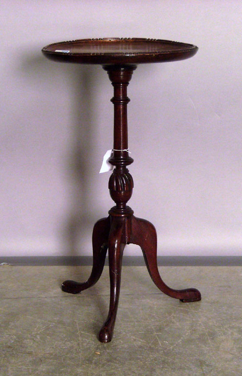 Appraisal: Miniature mahogany three leg candlestand Provenance Collection of Richard and