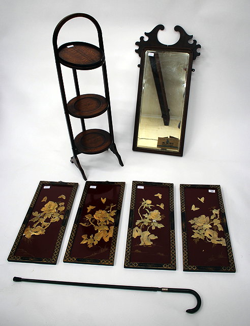 Appraisal: A SET OF FOUR ORIENTAL RED LACQUER AND MOTHER OF