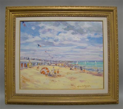 Appraisal: GEORGES YOLDJOGLOU FRENCH - BEACH SCENE Oil on canvas x