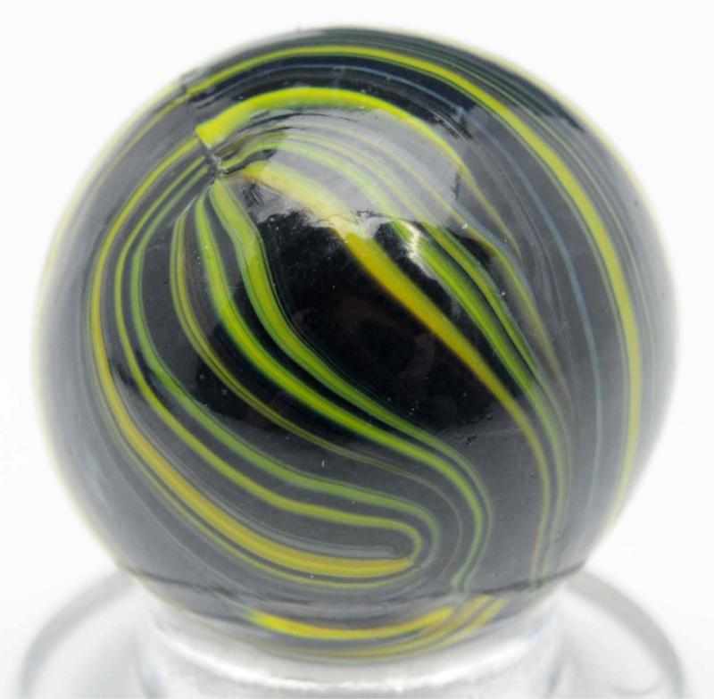 Appraisal: Christensen Agate Striped Opaque Marble Black base with loads of