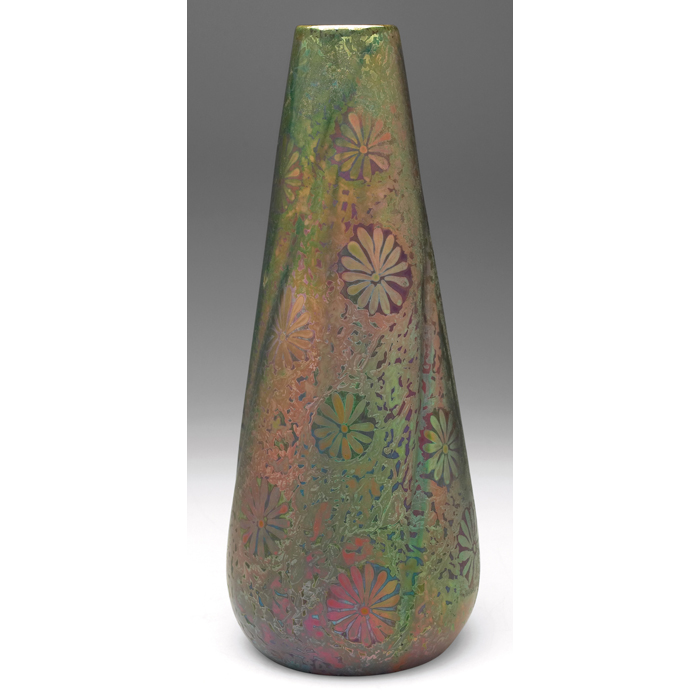 Appraisal: Weller Sicard vase large twisting shape stylized floral designs under