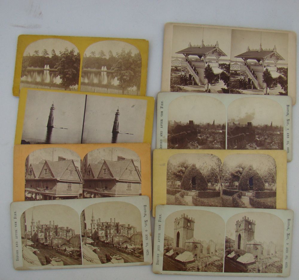 Appraisal: FOURTEEN STEREOPTICON CARDS th CenturyMostly of Boston and environs including