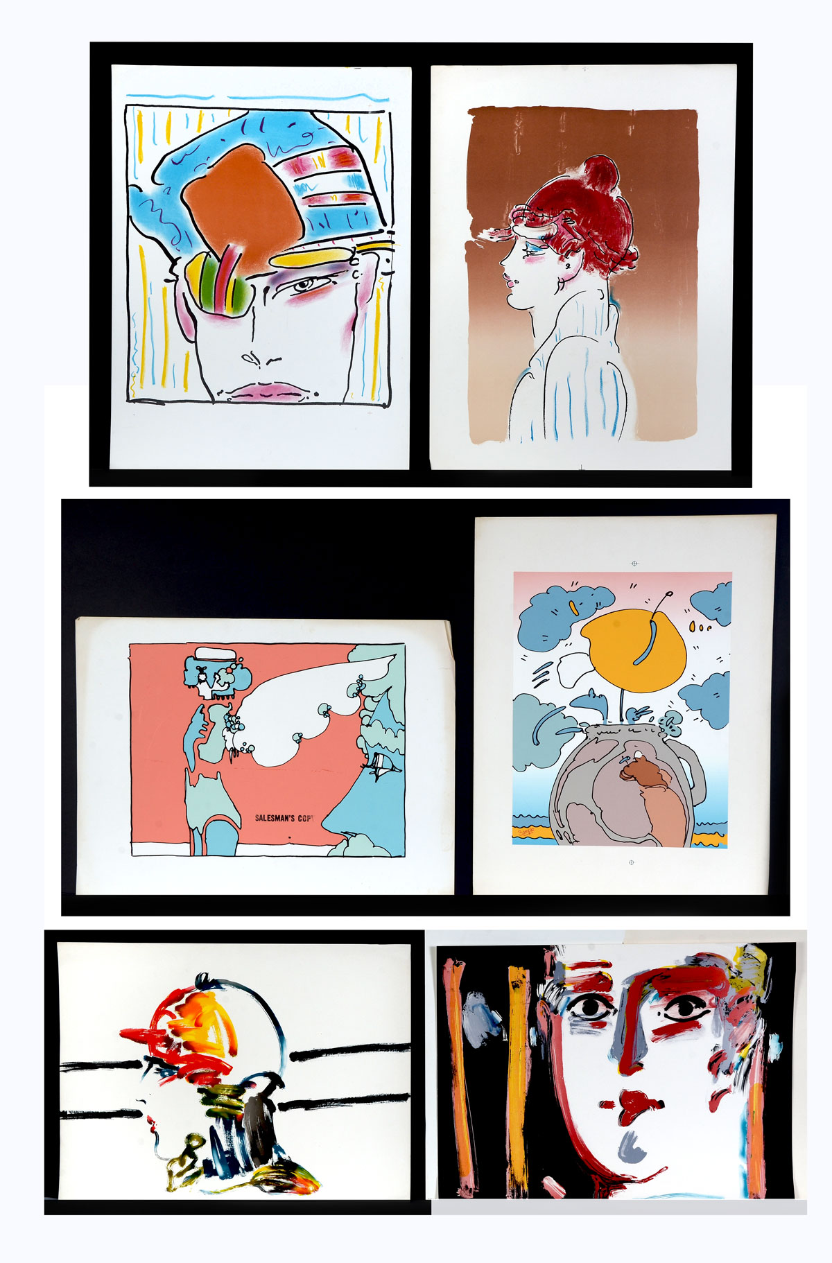 Appraisal: LOT OF PETER MAX PRINTS Close-Up Colorful Portrait Lithograph ''