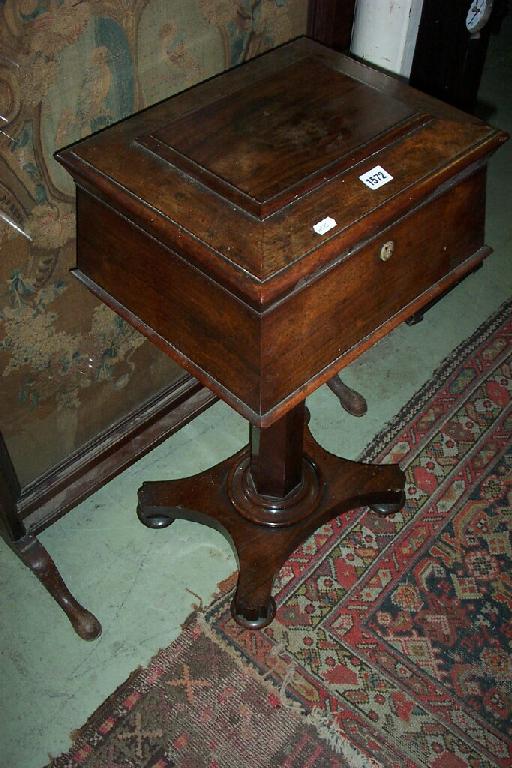 Appraisal: An early Victorian mahogany teapoy the caddy of sarcophagus form