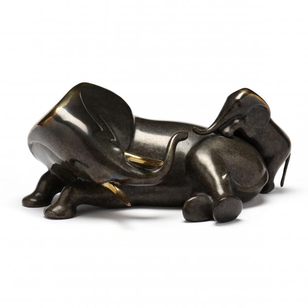 Appraisal: LOET VANDERVEEN AMERICAN DUTCH - ELEPHANT AND BABY RECLINING Limited