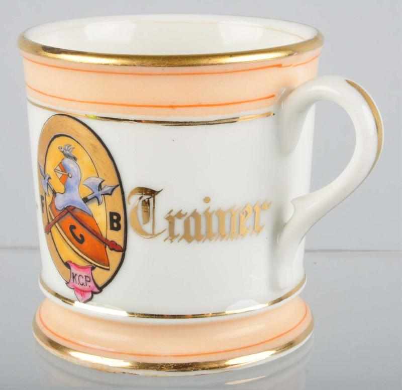 Appraisal: Masonic Shaving Mug Description Marked J B Crainer across front