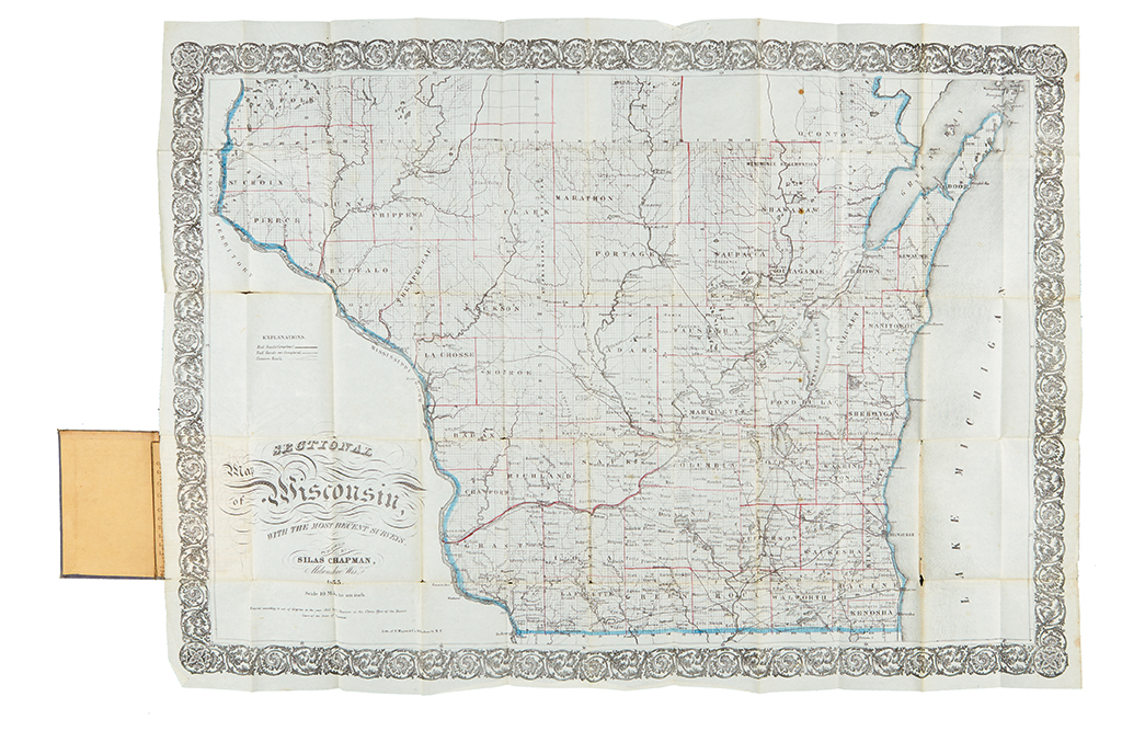 Appraisal: WISCONSIN Chapman Silas Sectional Map of Wisconsin with the most