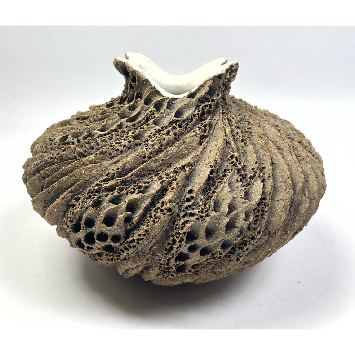 Appraisal: ANN GOLDMAN Organic Art Pottery Vase Bark like textured vessel