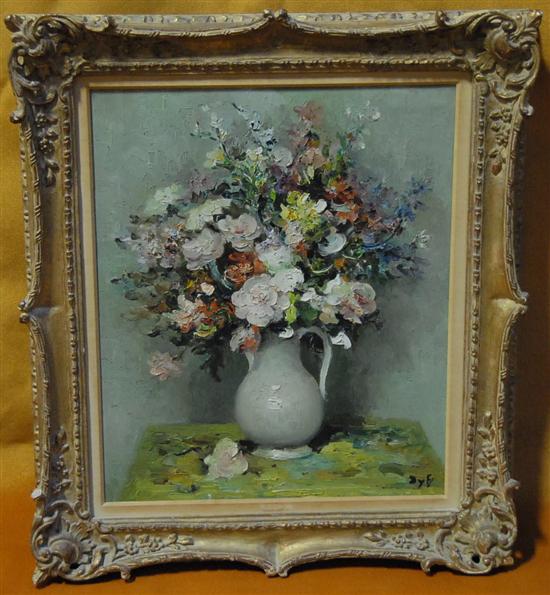 Appraisal: MARCEL DYF - FRENCH Oil on canvas Floral still life