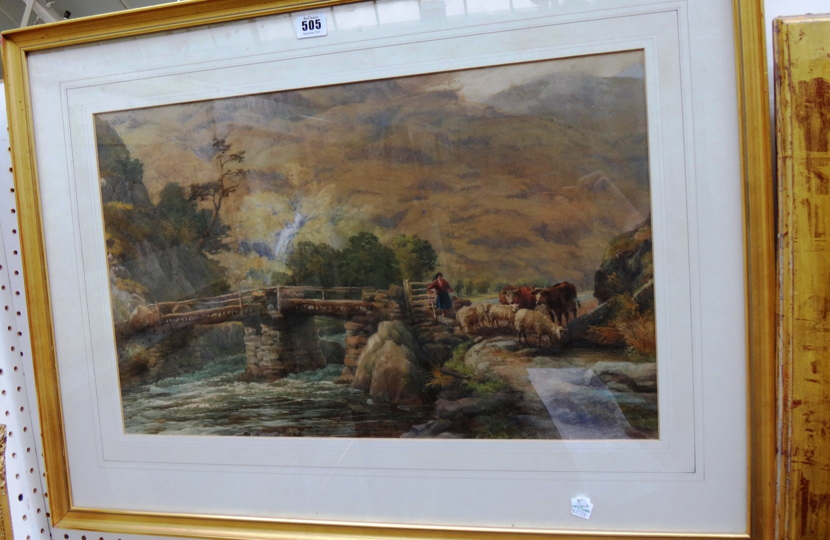 Appraisal: Charles Davidson - Cattle sheep and drover by a bridge