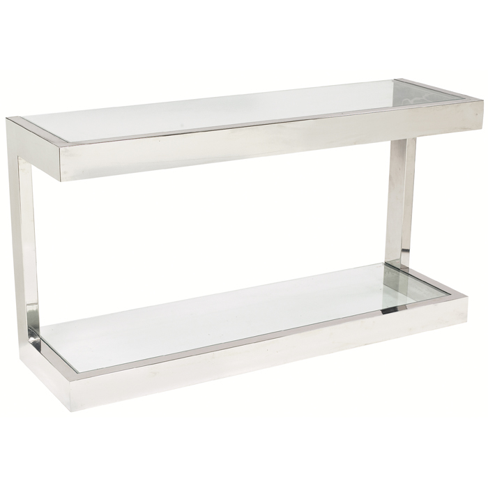 Appraisal: Karl Springer console table attribution cantilevered chromed metal frame with