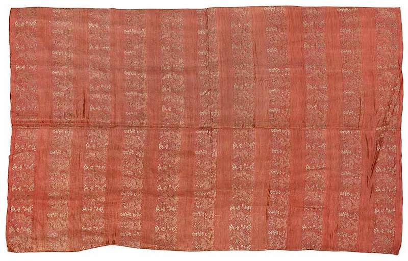 Appraisal: Chinese Pink Silk Brocade Panel probably Qing dynasty rows of