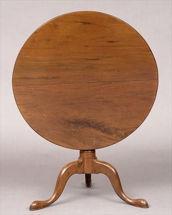 Appraisal: QUEEN ANNE MAHOGANY TILT-TOP TRIPOD TEA TABLE The plain -plank