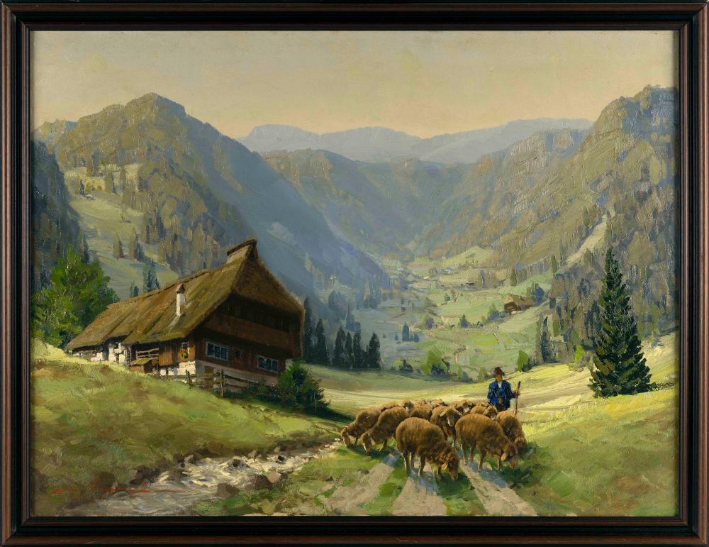 Appraisal: AUSTRIAN SCHOOL EARLY TH CENURY VIEW OF THE ALPS OIL