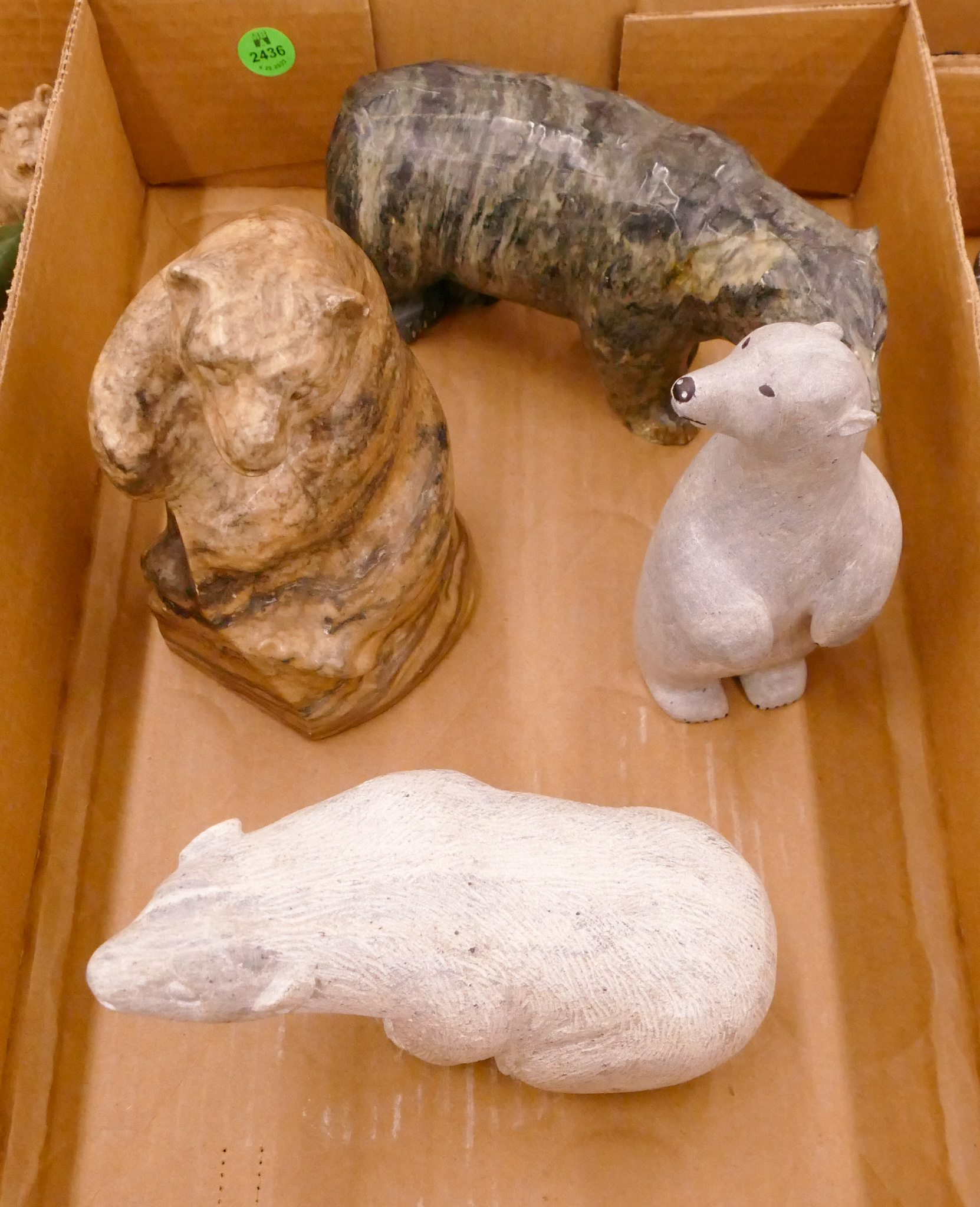 Appraisal: Box pc Inuit Carved Stone Bear Figures- largest ''