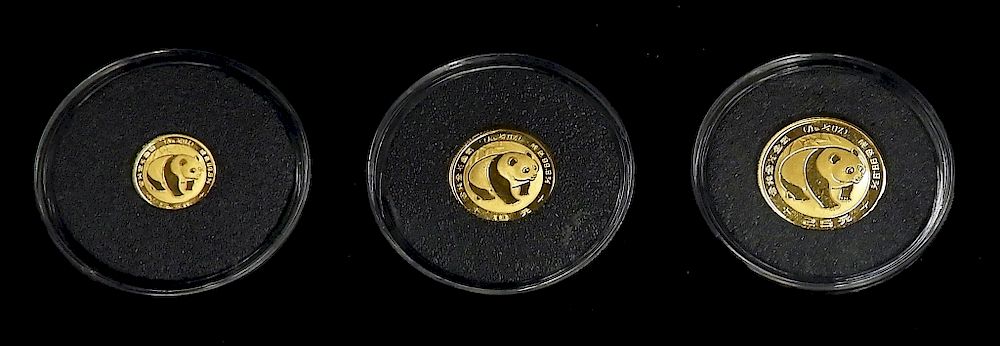 Appraisal: PC China Chinese Yuan Panda Gold Coin Set China China