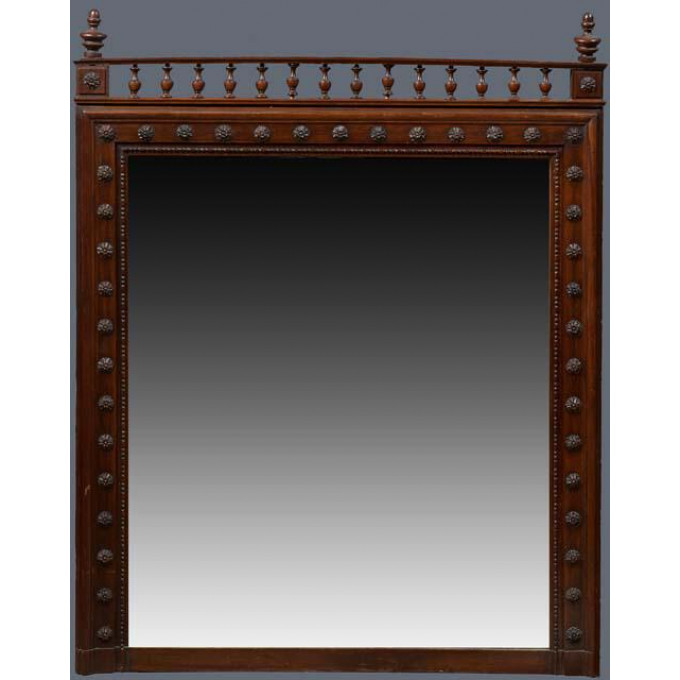 Appraisal: French Henri II Style Carved Walnut Overmantel Mirror late th