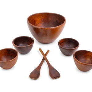 Appraisal: A Carved Wood Salad Serving Set Probably Danish Second Half