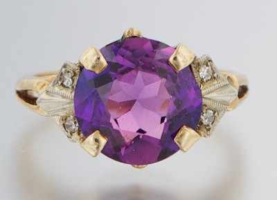 Appraisal: An Art Deco Amethyst and Diamond Ring k yellow gold