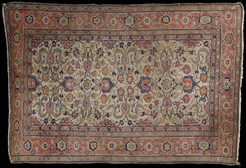 Appraisal: ANTIQUE SILK ORIENTAL RUG Ivory field with all over flower