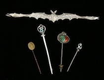 Appraisal: A Lot Of Three Antique Stickpins And Two Long Bar