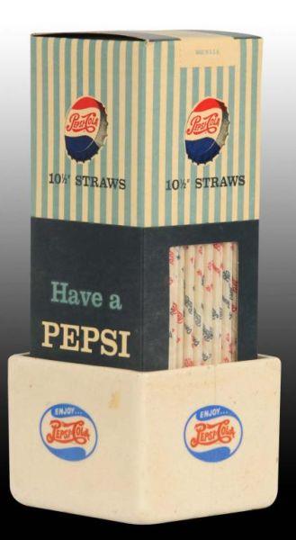 Appraisal: s Ceramic Straw Box Holder w s Straw Box Description