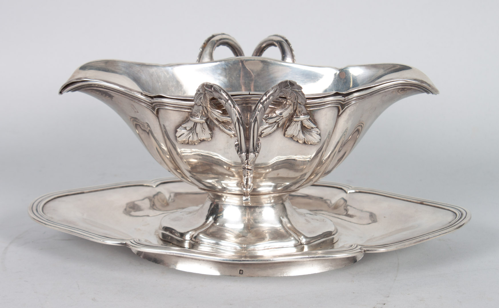 Appraisal: French silver gravy boat and attached tray Froment-Meurice - Paris