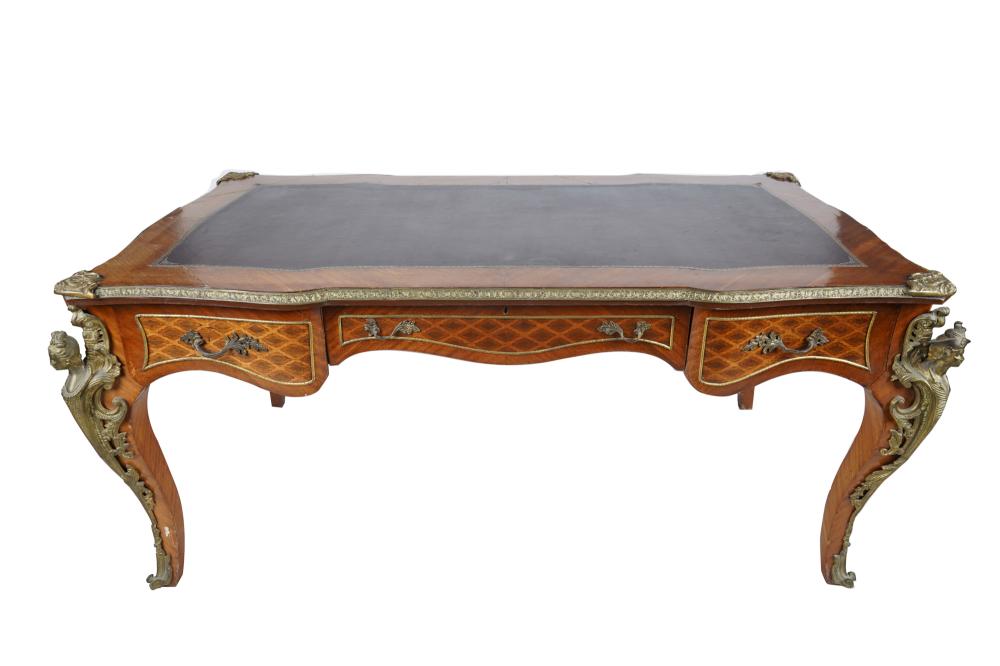 Appraisal: LOUIS XV STYLE PARQUETRY BUREAU PLAT th century with brown