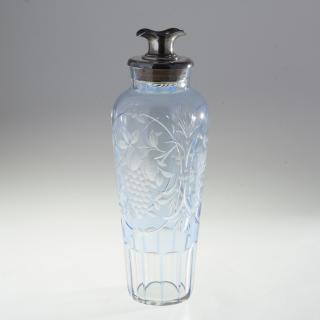 Appraisal: Tall English pale blue cut glass cocktail shaker Tall English