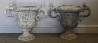 Appraisal: Pair of Antique Handled Lead Urns From an Upper East