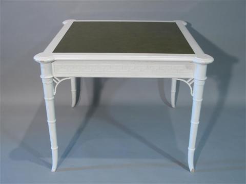 Appraisal: DOROTHY DRAPER STYLE WHITE GAMING TABLE The square top inset