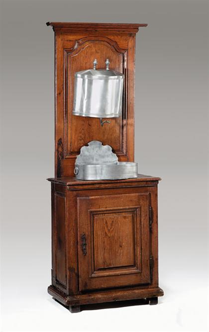 Appraisal: Unusual French oak and pewter lavabo incorporating th century elements