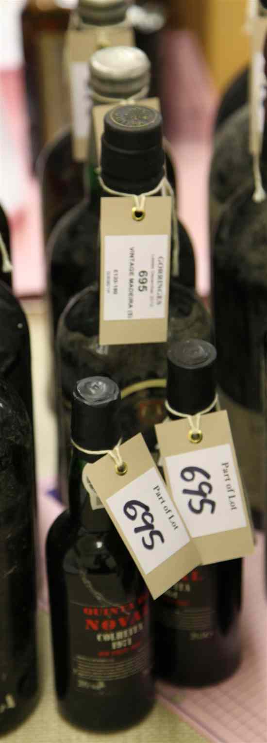 Appraisal: Five bottles including one vintage madeira Malmsey Henriques Henriques bottled