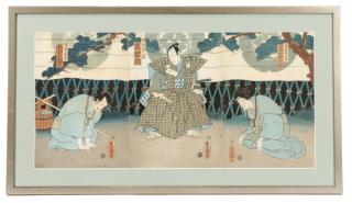 Appraisal: Utagawa Toyokuni Samurai Triptych Ukiyo Utagawa Toyokuni Japanese - Untitled