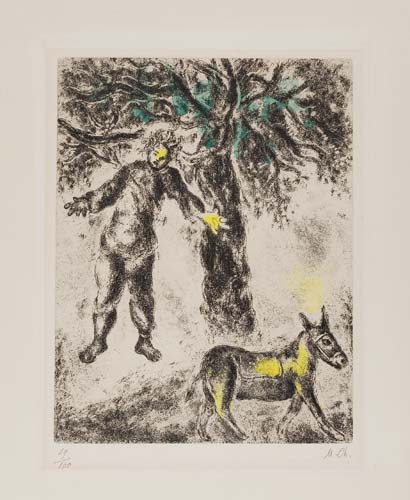 Appraisal: MARC CHAGALL Fin d'Absalon Etching and aquatint with hand coloring