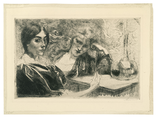 Appraisal: ALBERT BESNARD Les Morphinomanes Etching and drypoint x mm x