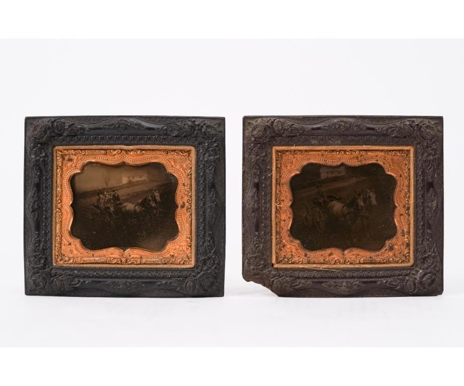 Appraisal: Pair of ambrotypes both of horses and carriages taken at