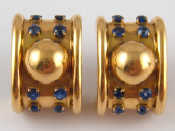 Appraisal: A pair of yellow metal tests carat gold sapphire earrings